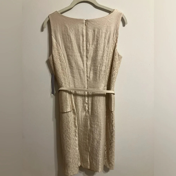 London Times‎ Sleeveless Belted Peplum Dress Champagne Womens size 10 - Picture 8 of 13